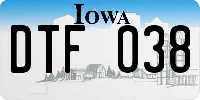 IA license plate DTF038