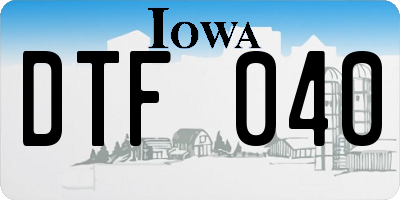 IA license plate DTF040