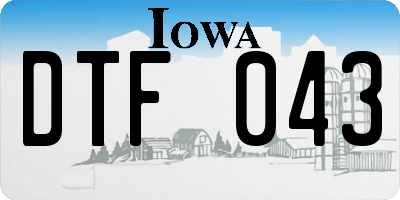 IA license plate DTF043