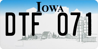 IA license plate DTF071