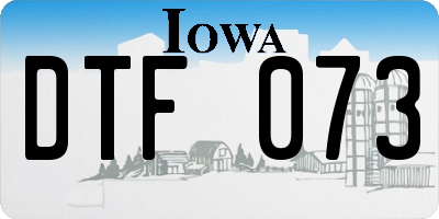 IA license plate DTF073