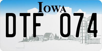 IA license plate DTF074