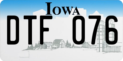 IA license plate DTF076
