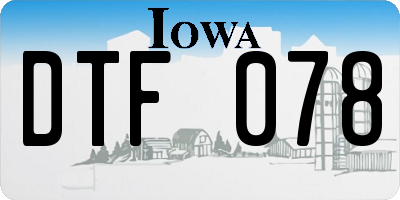 IA license plate DTF078