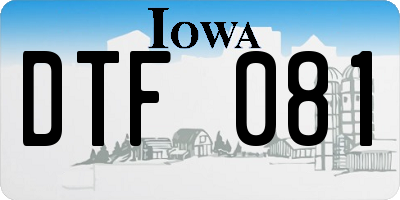 IA license plate DTF081