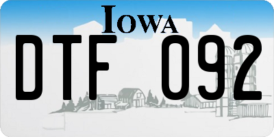 IA license plate DTF092