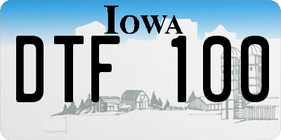 IA license plate DTF100