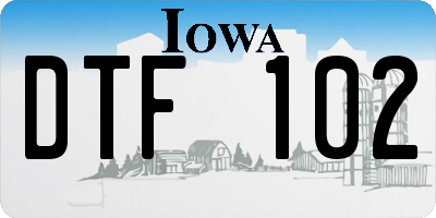 IA license plate DTF102
