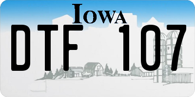 IA license plate DTF107