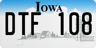 IA license plate DTF108