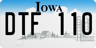 IA license plate DTF110