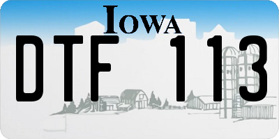IA license plate DTF113