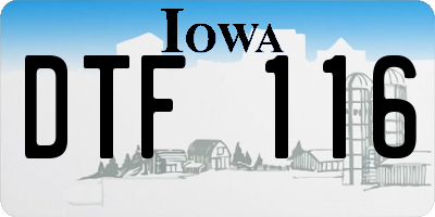 IA license plate DTF116