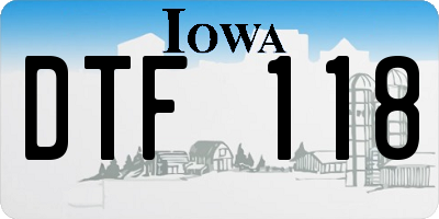 IA license plate DTF118