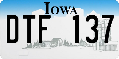 IA license plate DTF137