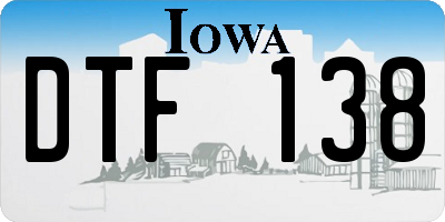 IA license plate DTF138