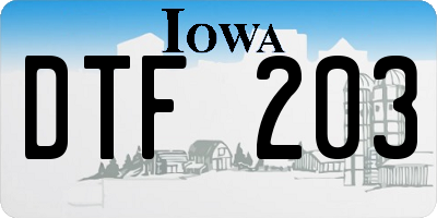 IA license plate DTF203