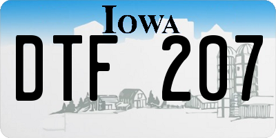 IA license plate DTF207