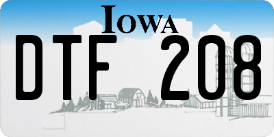 IA license plate DTF208