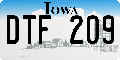 IA license plate DTF209