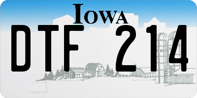 IA license plate DTF214