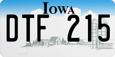 IA license plate DTF215