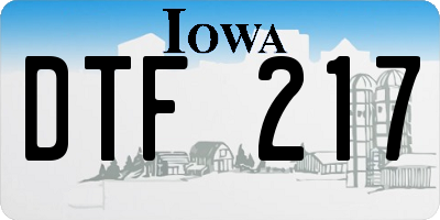 IA license plate DTF217