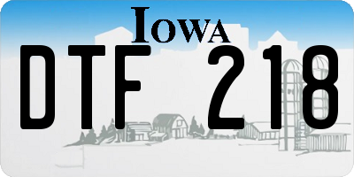 IA license plate DTF218