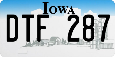 IA license plate DTF287