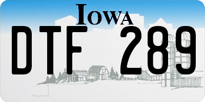 IA license plate DTF289