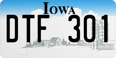 IA license plate DTF301