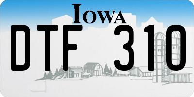 IA license plate DTF310