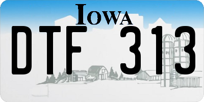 IA license plate DTF313