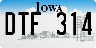 IA license plate DTF314