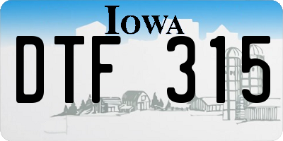 IA license plate DTF315