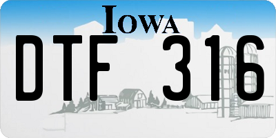 IA license plate DTF316