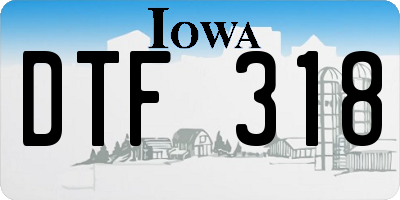 IA license plate DTF318
