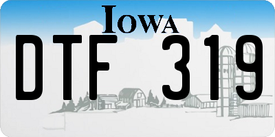 IA license plate DTF319
