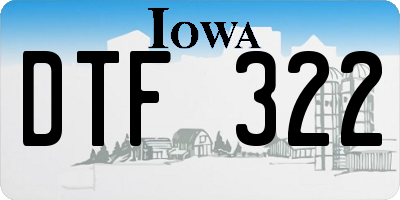 IA license plate DTF322