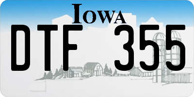 IA license plate DTF355