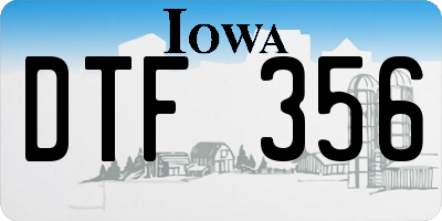 IA license plate DTF356