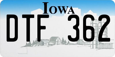 IA license plate DTF362