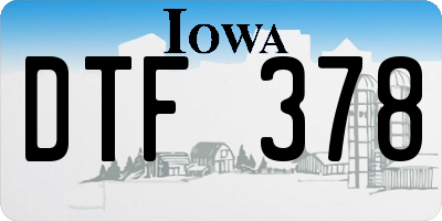 IA license plate DTF378