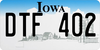 IA license plate DTF402