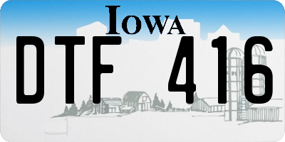 IA license plate DTF416