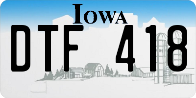 IA license plate DTF418