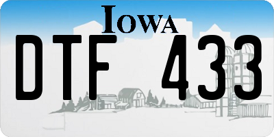 IA license plate DTF433