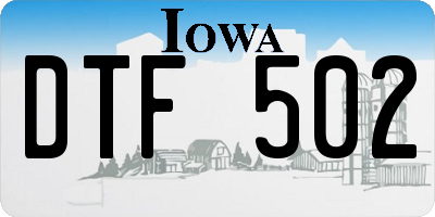 IA license plate DTF502