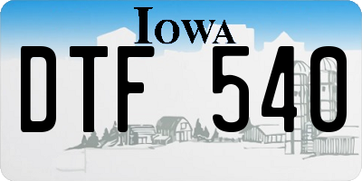 IA license plate DTF540