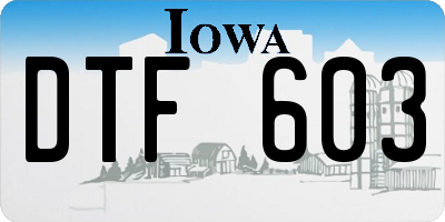 IA license plate DTF603